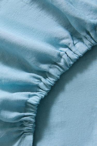LINEN FITTED SHEET | 30 CM HIGH - Blue by Zara - Image 3