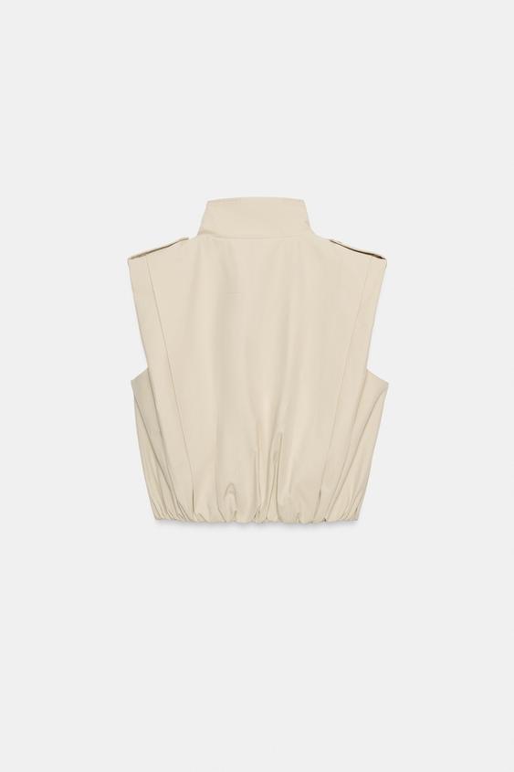 GILET À PLIS ET BOUTONS - Beige de Zara - Image 7