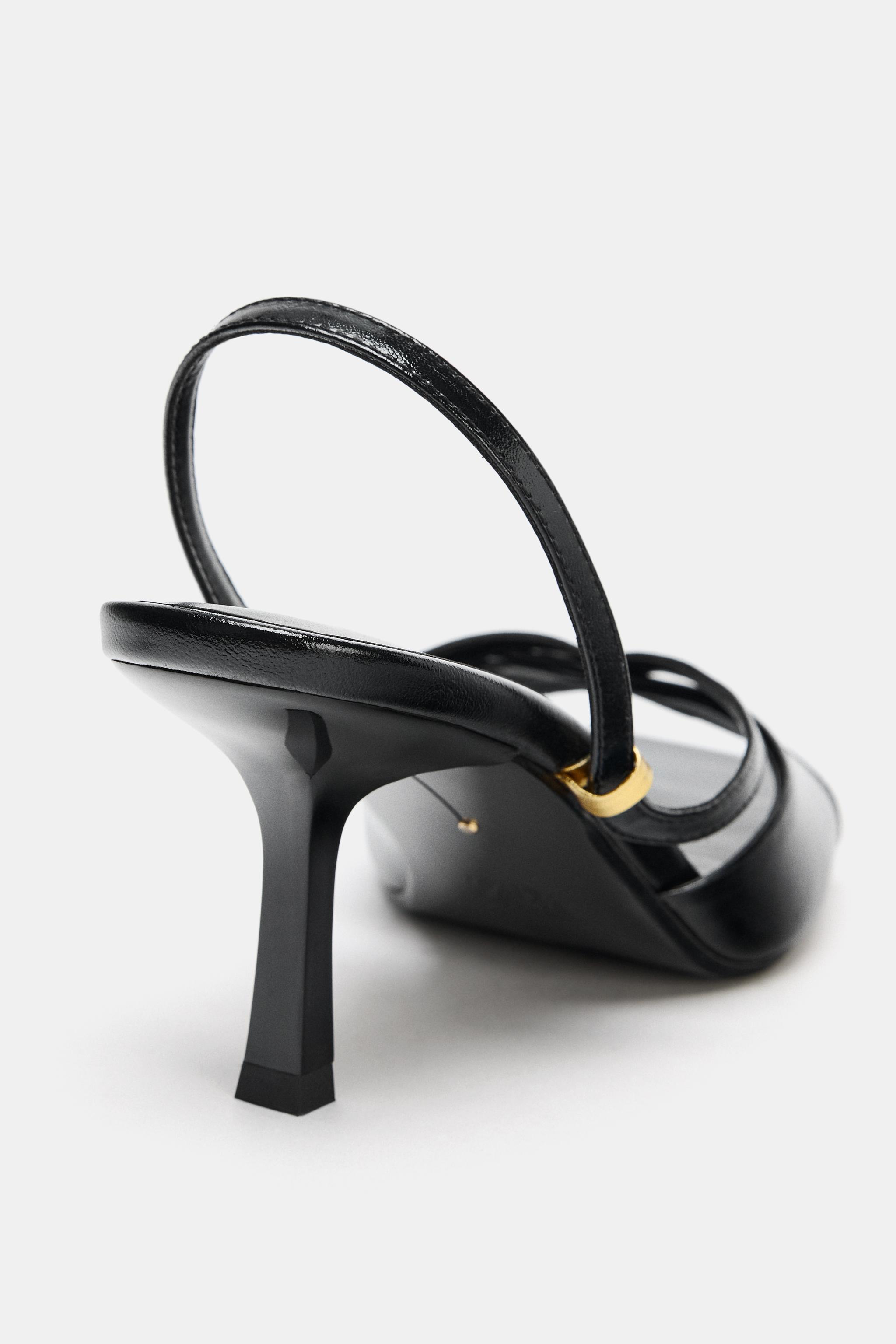 y-*♡ HIGH-HEEL SANDALS WITH METAL APPLIQUÉ - Black | ZARA India