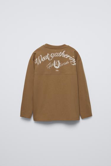 T-SHIRT À PIÈCES - Marron de Zara - Image 1