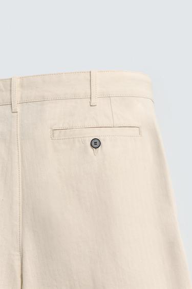 PANTALON PLIS CHEVRONS - Écru de Zara - Image 9