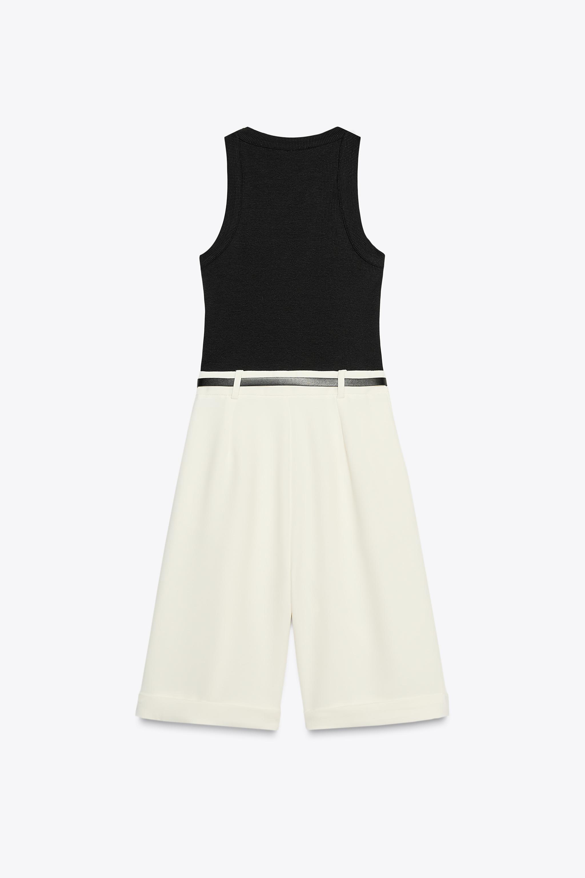 ★ZARA★ベルト付き*コンビネゾン ホワイト/ブラック ベルト付きコンビネゾン - ホワイト/ブラック | ZARA Japan / 日本