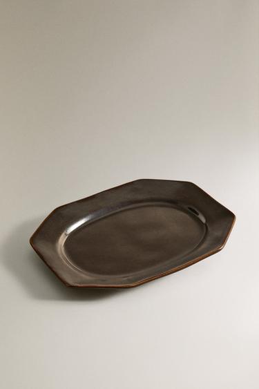 STONEWARE TRAY - Brown by Zara - Image 1