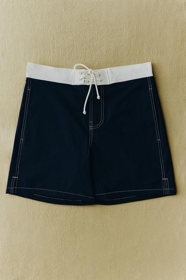 BEACH SWIMMING TRUNKS WITH SEAMS - Blue by Zara - Image 4