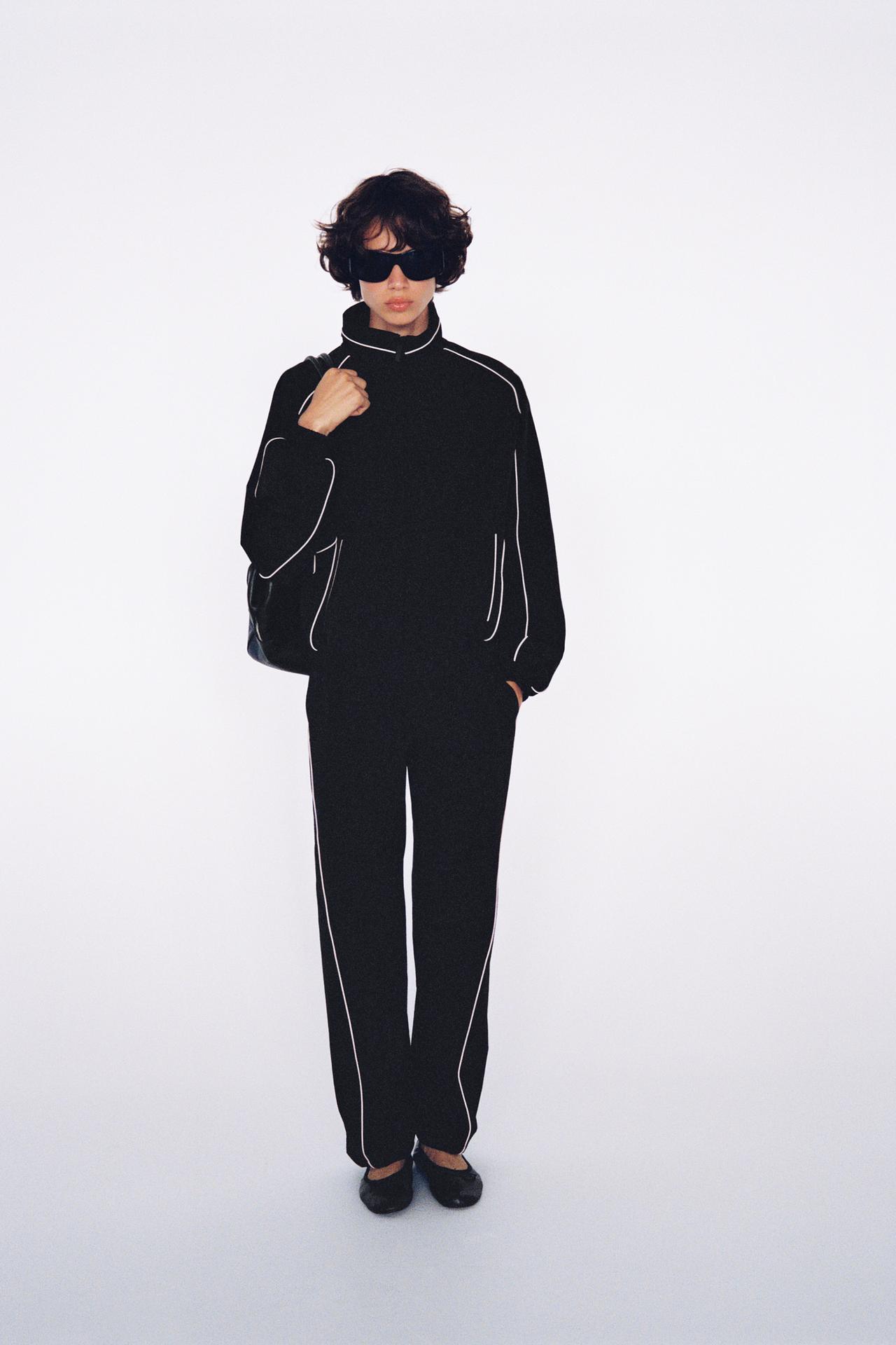 CONTRAST PIPING TECHNICAL PANTS — Black