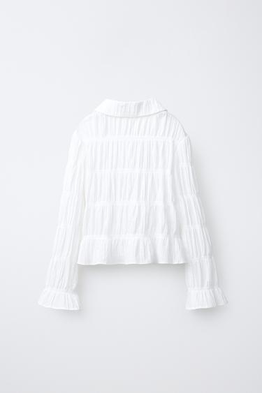 SHIRT WITH ELASTIC TRIMS - White by Zara - Image 1
