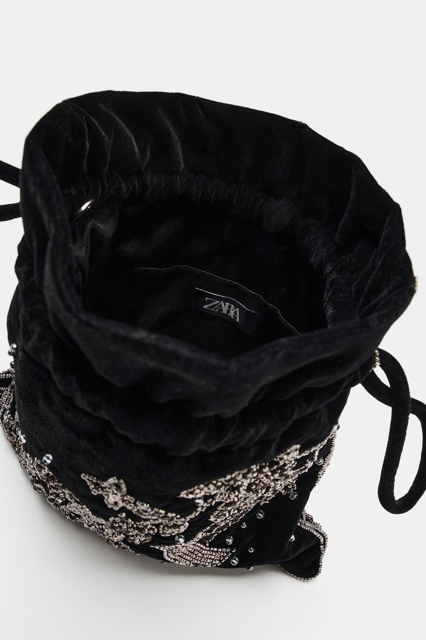 Женская сумка Zara Embroidered Mini, цвет: Чёрный — фото 5
