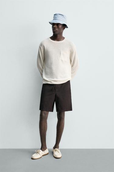 REGULAR FIT 100% LINEN JUMPER - Ecru by Zara