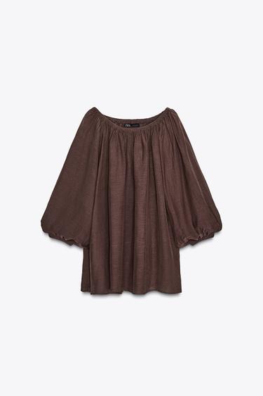 TOP DÉCOUPÉ AUX ÉPAULES ZW COLLECTION - Marron de Zara - Image 5