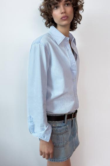 TRF REGULAR DENIM SHIRT - Light blue by Zara - Image 2