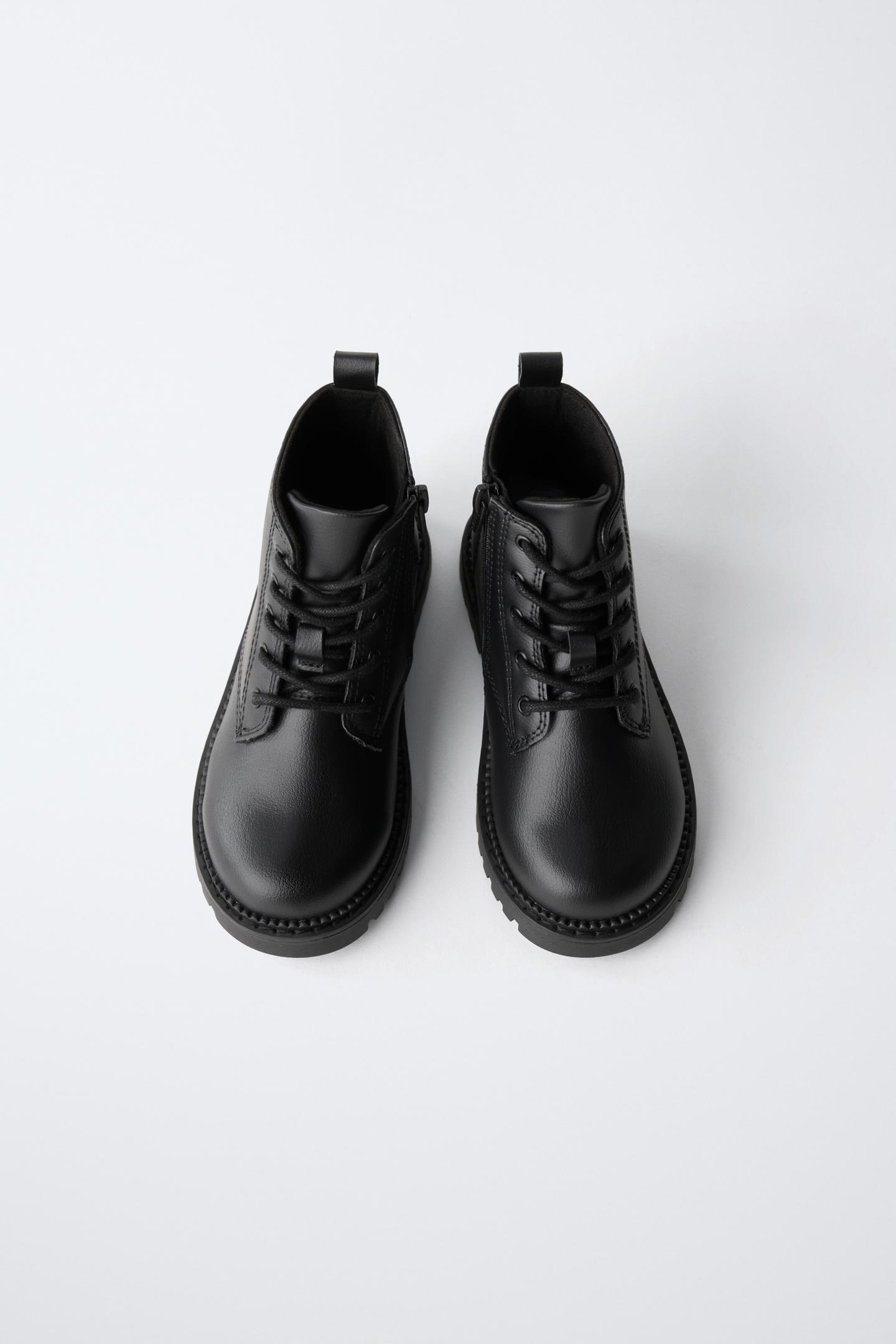 Детские ботинки Zara Lace-Up Ankle, цвет: Чёрный — фото 4