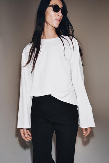 ФУТБОЛКА З ДОВГИМИ РУКАВАМИ РЕГЛАН - Білий Zara