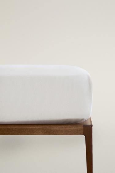 Zara HEMSTITCHED LINEN FITTED SHEET - White - Image 0