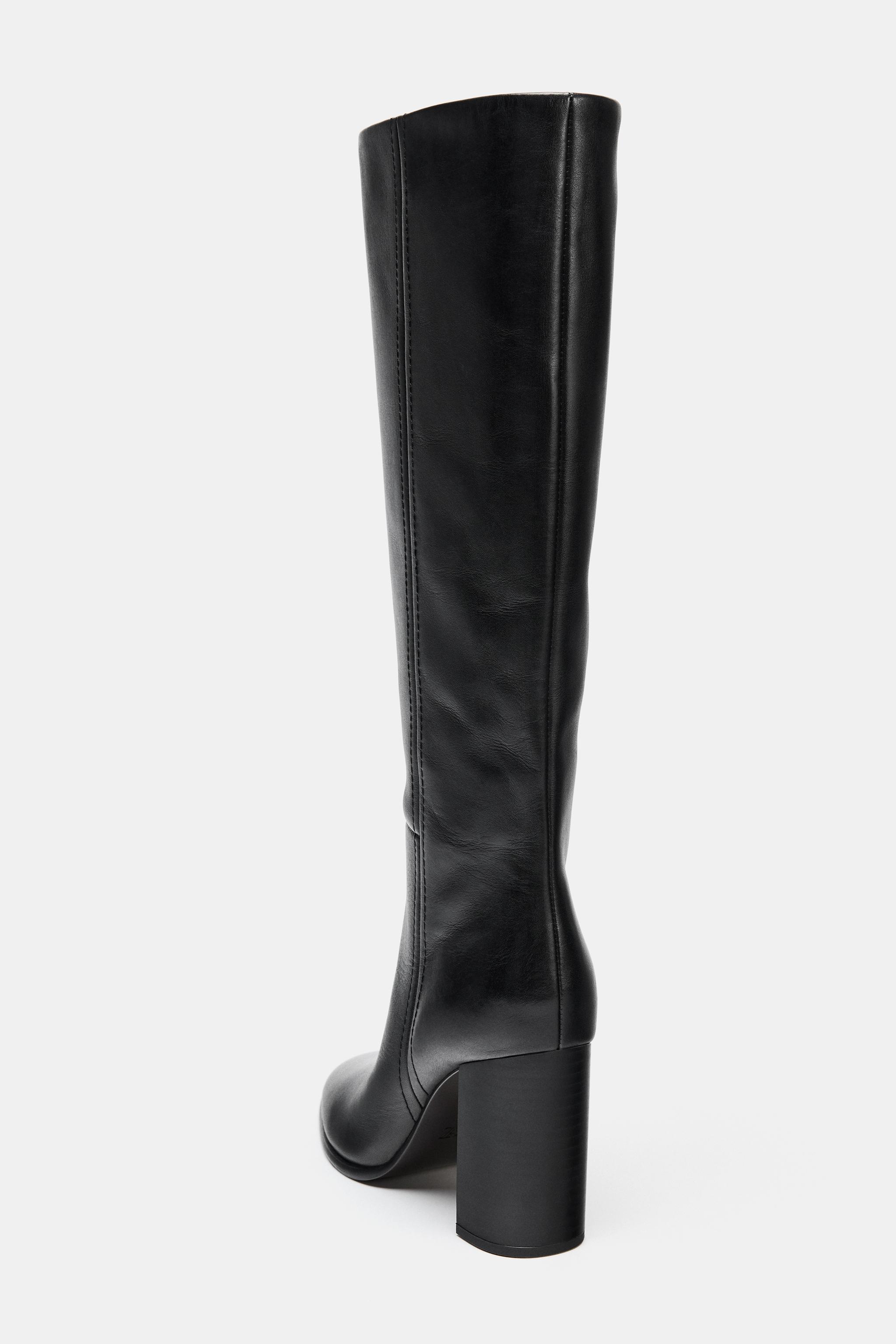 LEATHER HIGH SHAFT HEELED BOOTS