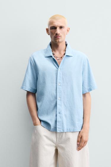 STRIPED FLOWING SHIRT - Blue by Zara