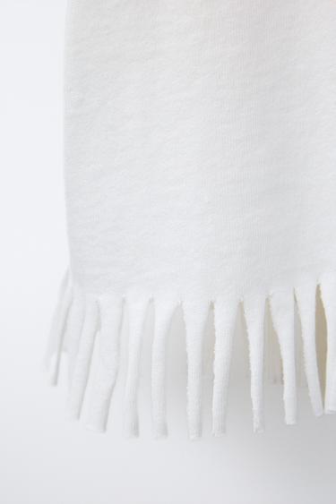 EMBROIDERED FRINGED T-SHIRT - White by Zara - Image 3