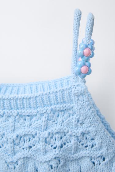 TOP EN MAILLE FANTAISIE - Bleu ciel de Zara - Image 2