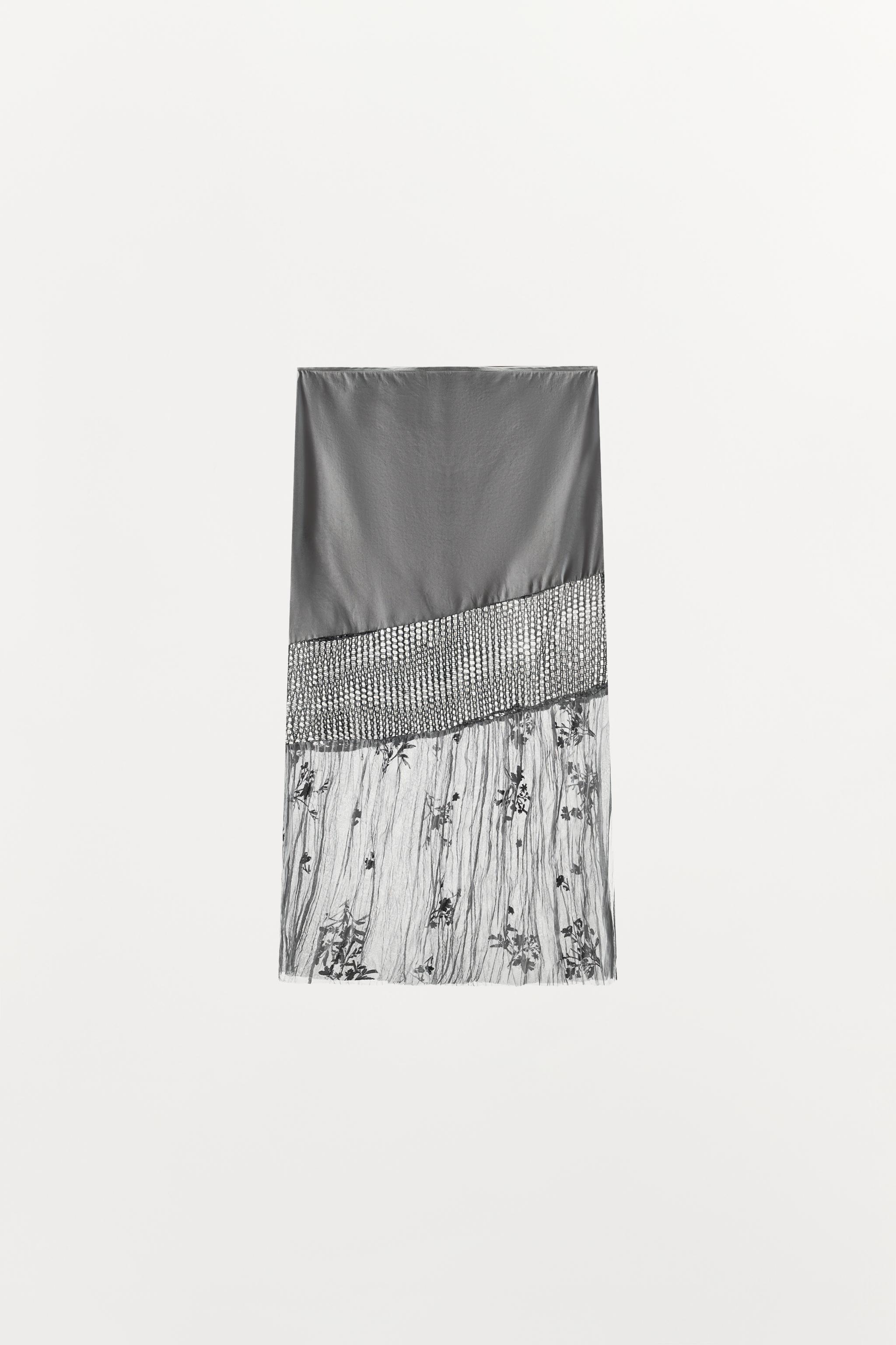 SEQUINED COMBINATION MIDI SKIRT