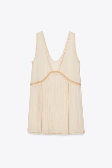 ZW COLLECTION EMBROIDERED DRESS - Ecru by Zara - Image 6
