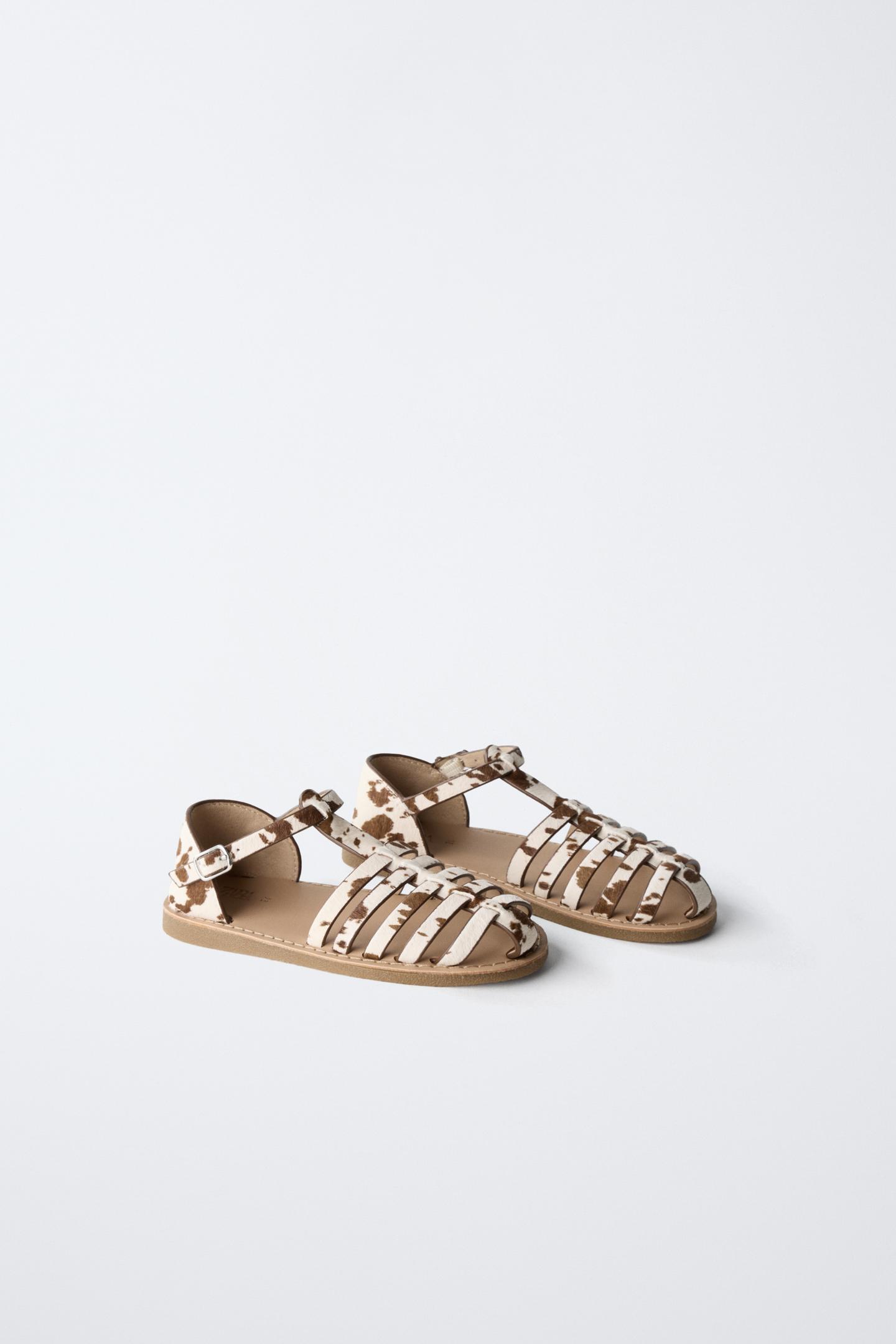 Детские сандалии Zara Animal Print Fisherman, цвет: Молочный белый — фото 2