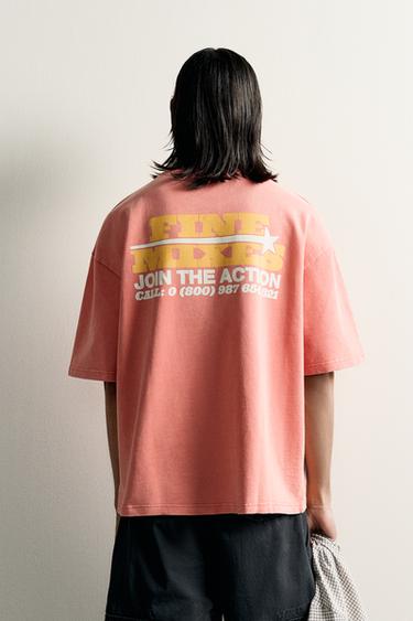 Zara WASHED PRINTED TEXT SWEATSHIRT - Faded pink