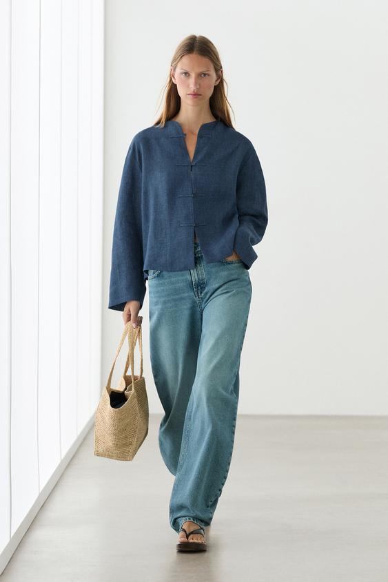 100% linen overshirt with toggle details from Zara - $200