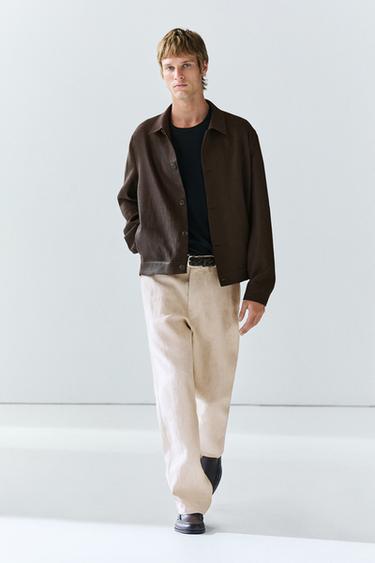 Zara 100% Linen Elastic-Waist Pants - Beige - Image 0