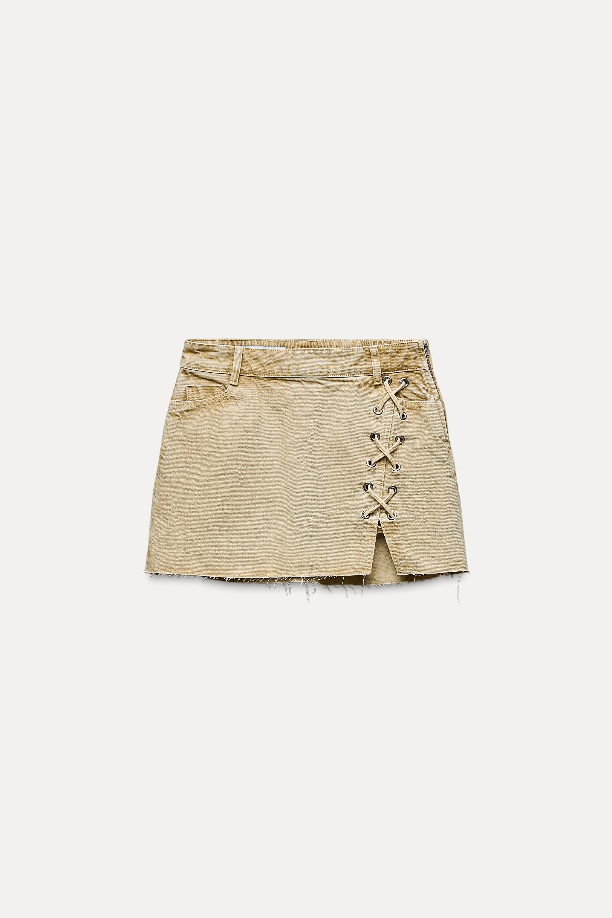 EYELET Z1975 DENIM SKIRT Ecru ZARA United States