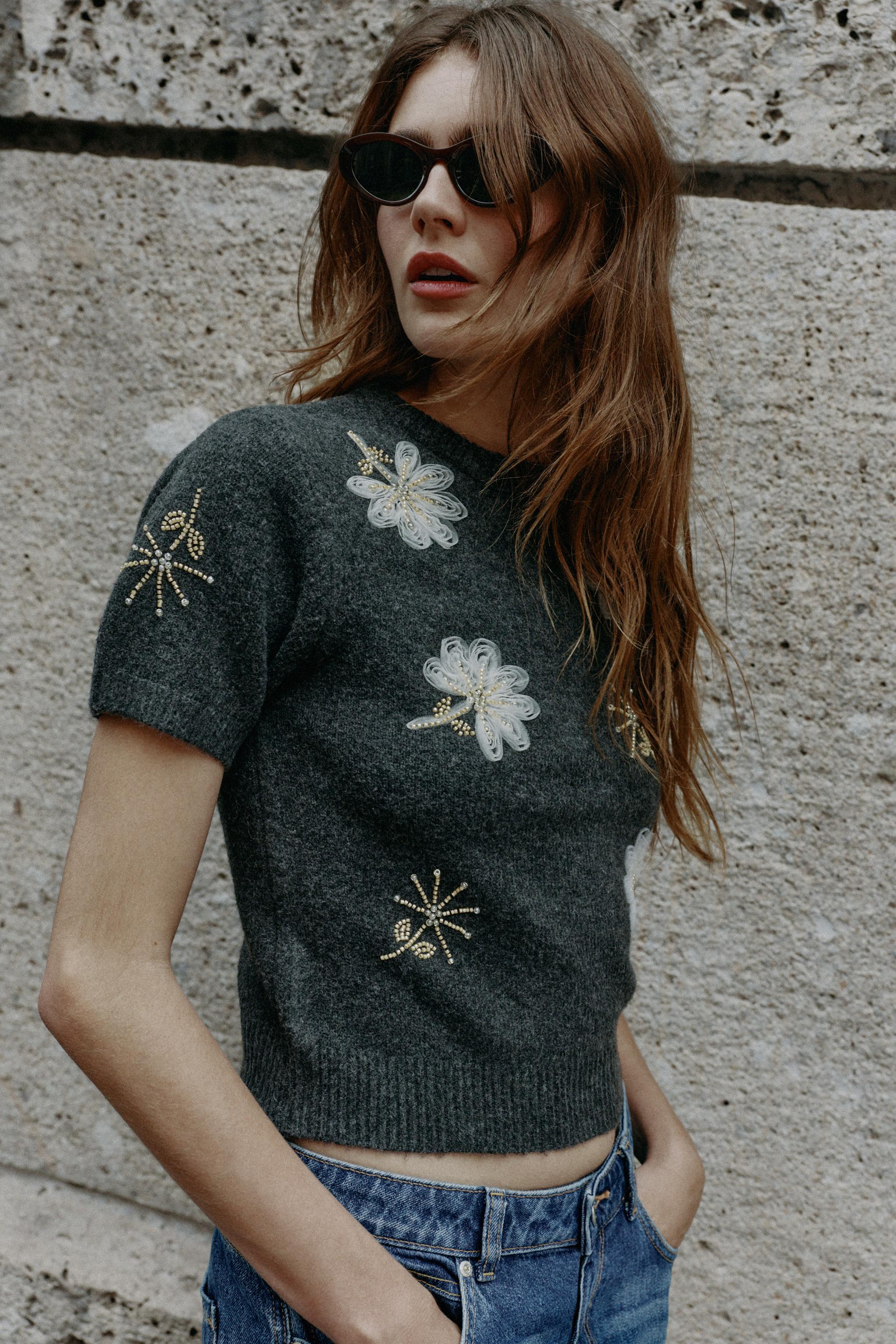 PULL EN MAILLE MANCHES COURTES FANTASIE