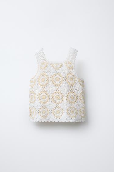 CROCHET KNIT TOP - Ecru by Zara - Image 1