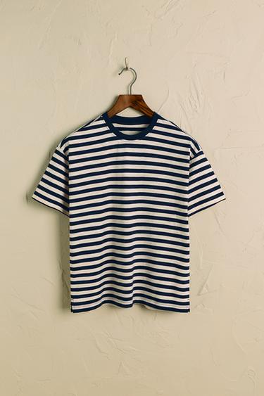 NAUTICAL STRIPE T-SHIRT - Navy blue by Zara