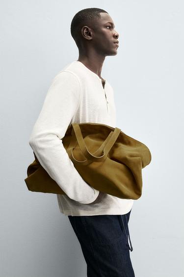 Zara HEMP-VISCOSE HENLEY COLLAR T-SHIRT - Ecru