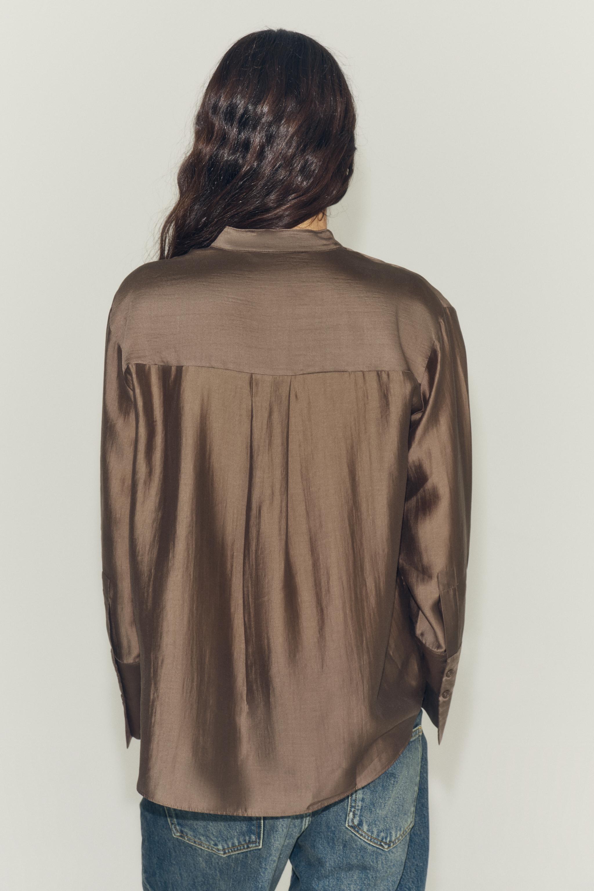 Zara ZW COLLECTION İŞLEMELİ CEPLİ GÖMLEK görsel 7