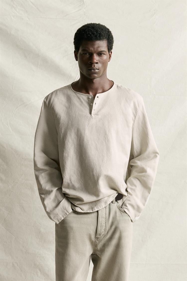 HEMP-COTTON HENLEY SHIRT