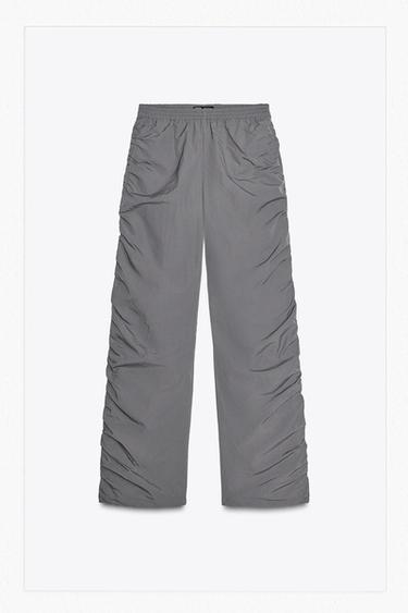 GATHERED NYLON TROUSERS - Dark grey by Zara