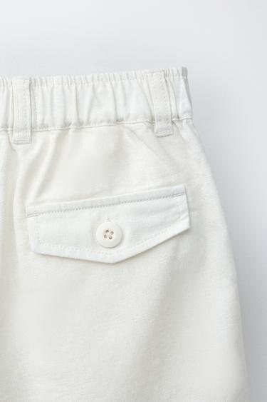 COTTON AND LINEN BERMUDA SHORTS - Ecru by Zara - Image 3