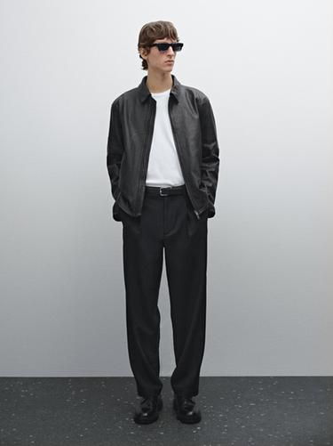 Zara Relaxed fit cool wool blend trousers - Black