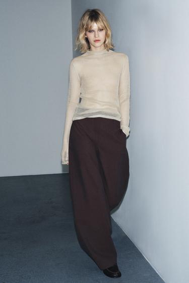 STRIPED BALLOON TROUSERS ZW COLLECTION - brown vigore by Zara