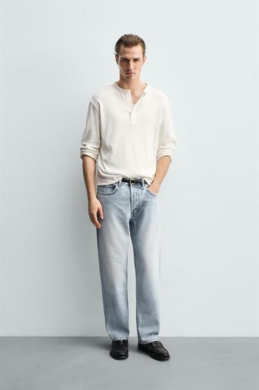 Zara REGULAR FIT STRAIGHT LEG JEANS - Light blue
