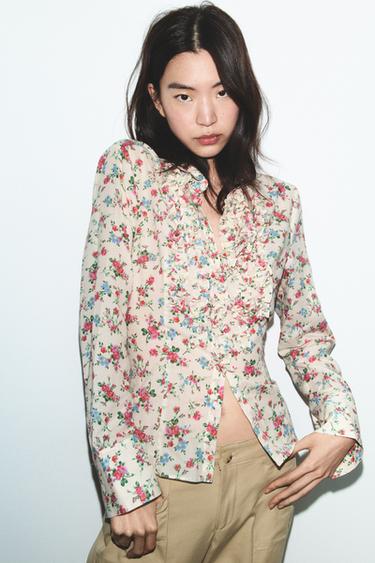 RUFFLED FLORAL PRINT SHIRT - only one by Zara