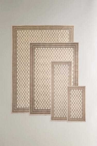 BLOCK PRINT COTTON RUG - متعدد الألوان الخاص بـ Zara