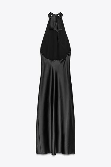 ROBE MIDI SATINÉE DOS NU - Noir de Zara - Image 8