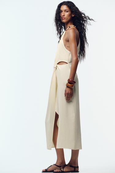MIDI CUT-OUT DRESS WITH KNOT - Yellow by Zara - Image 2