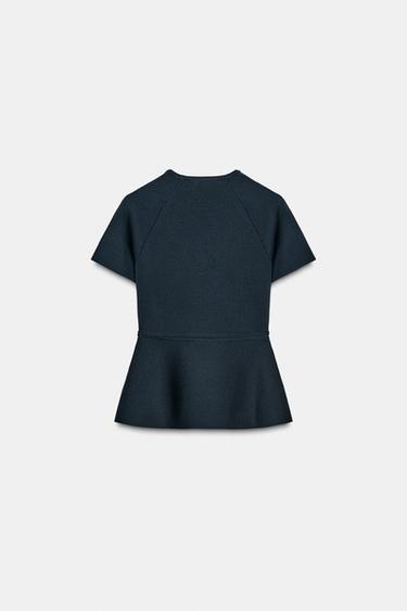 TOP EN MAILLE PÉPLUM - Bleu marine de Zara - Image 7
