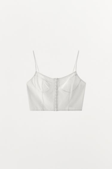 MODAL CORSET STRAPPY TOP - White by Zara - Image 3
