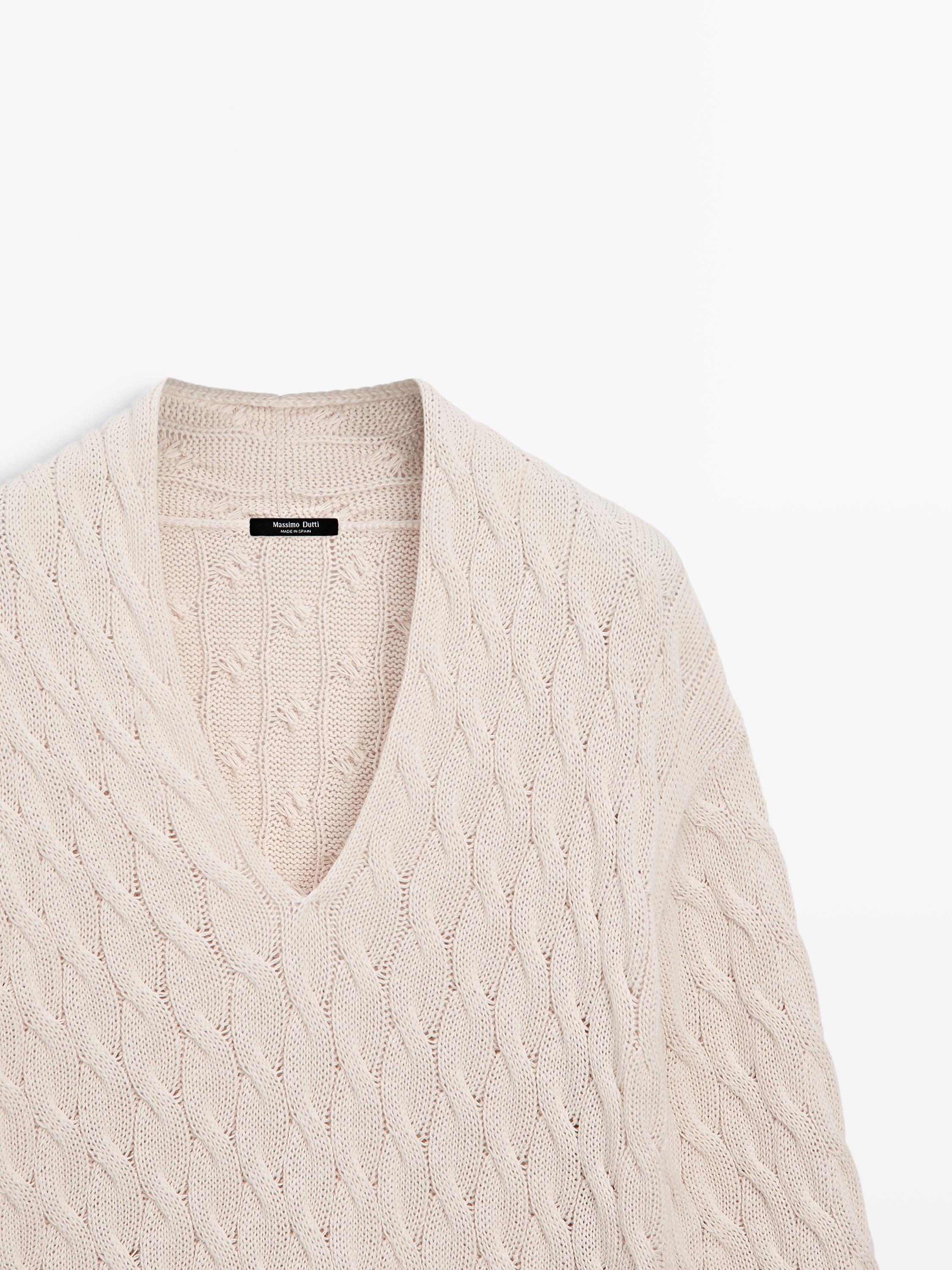 Cotton blend knit sweater with knot details