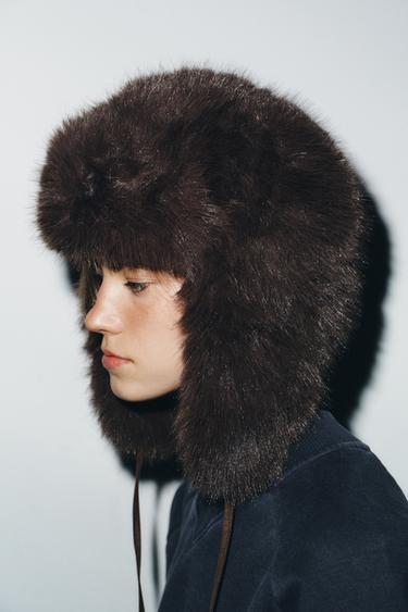 SHEEPSKIN AVIATOR HAT - Grey by Zara