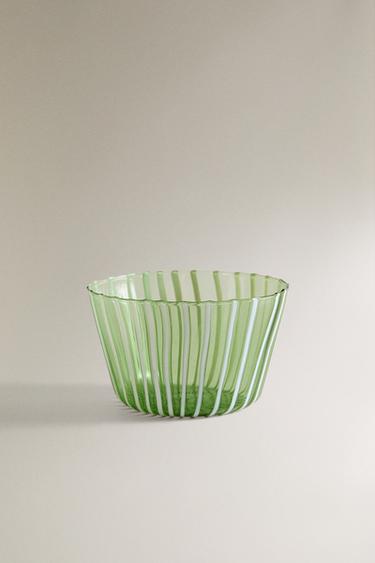 STRIPED BOROSILICATE GLASS BOWL - Verde de Zara - Imagen 0
