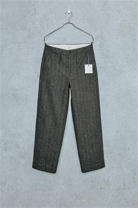 STORIESZ - STRIPED WOOL BLEND SUIT TROUSERS - Brown marl by Zara - Image 0