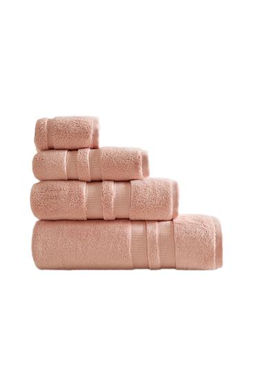 EXTRA SOFT DOUBLE BORDER BATH TOWEL - Light salmon-pink by Zara